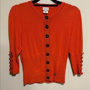 Karen Miller Orange Cardigan size (3) Small
